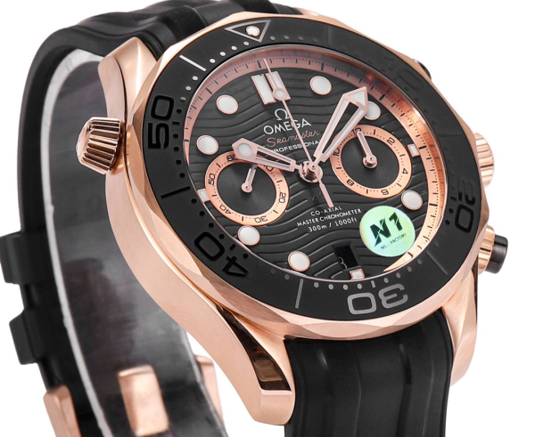 Omega Seamaster Hot Sale Men's Automatic Mechanical Watch Rose Gold Case Leather Strap 44mm - Image 4