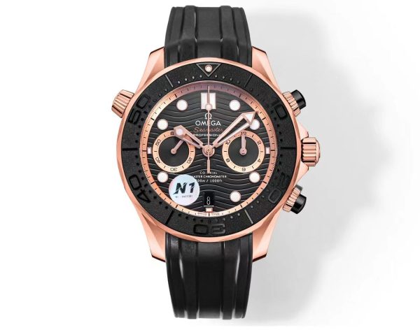 Omega Seamaster Hot Sale Men's Automatic Mechanical Watch Rose Gold Case Leather Strap 44mm