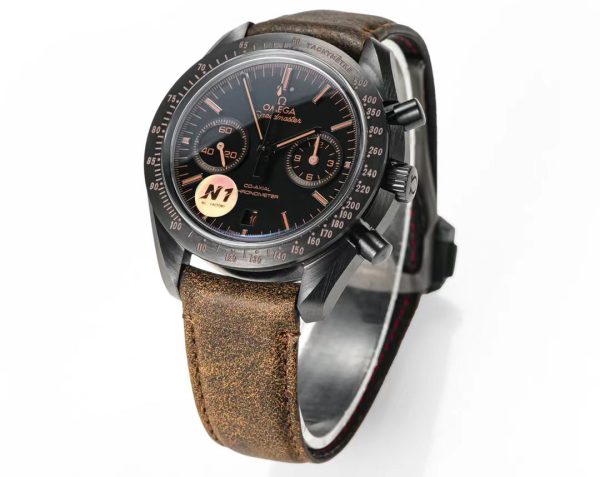 Omega Speedmaster Hot Sale Men's Automatic Mechanical Watch Orange Dial Brown Belt - Image 2