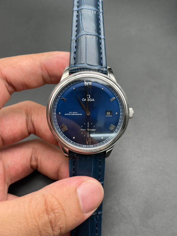Omega DeVille Hot Model Men's Automatic Mechanical Watch Blue Strap Blue Dial - Image 2