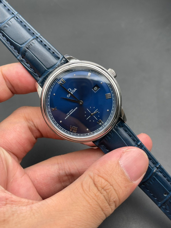 Omega DeVille Hot Model Men's Automatic Mechanical Watch Blue Strap Blue Dial - Image 3