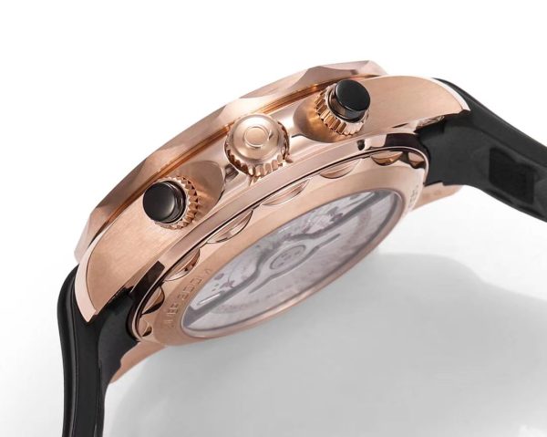 Omega Seamaster Hot Sale Men's Automatic Mechanical Watch Rose Gold Case Leather Strap 44mm - Image 6