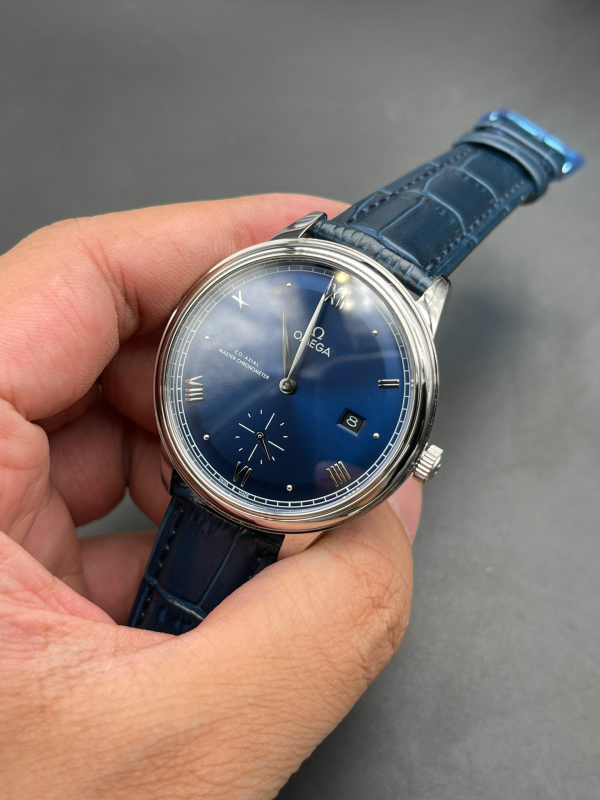 Omega DeVille Hot Model Men's Automatic Mechanical Watch Blue Strap Blue Dial - Image 6