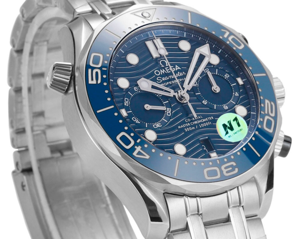 Omega Seamaster Hot Sale Men's Automatic Mechanical Watch Blue Dial Steel Strap 44mm - Image 4