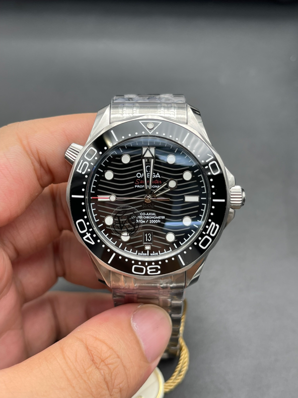 Omega Seamaster Hot Sale Men's Automatic Mechanical Watch Wave Pattern Dial Steel Strap 42mm - Image 2
