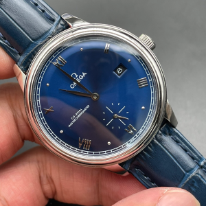 Omega DeVille Hot Model Men's Automatic Mechanical Watch Blue Strap Blue Dial
