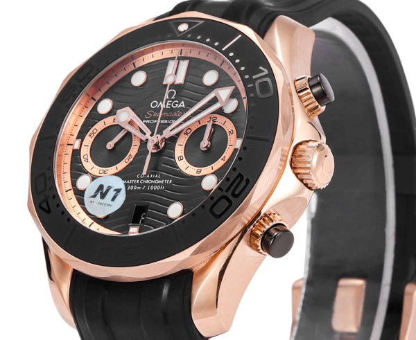 Omega Seamaster Hot Sale Men's Automatic Mechanical Watch Rose Gold Case Leather Strap 44mm - Image 8