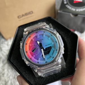 Casio G-shock series rainbow gradient color octagonal diamond dial watch